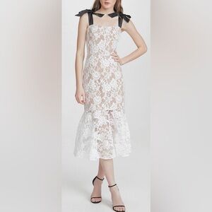 Bronx & Banco Willow Lace midi dress White Corset Bodice Pleated & Flared size 8